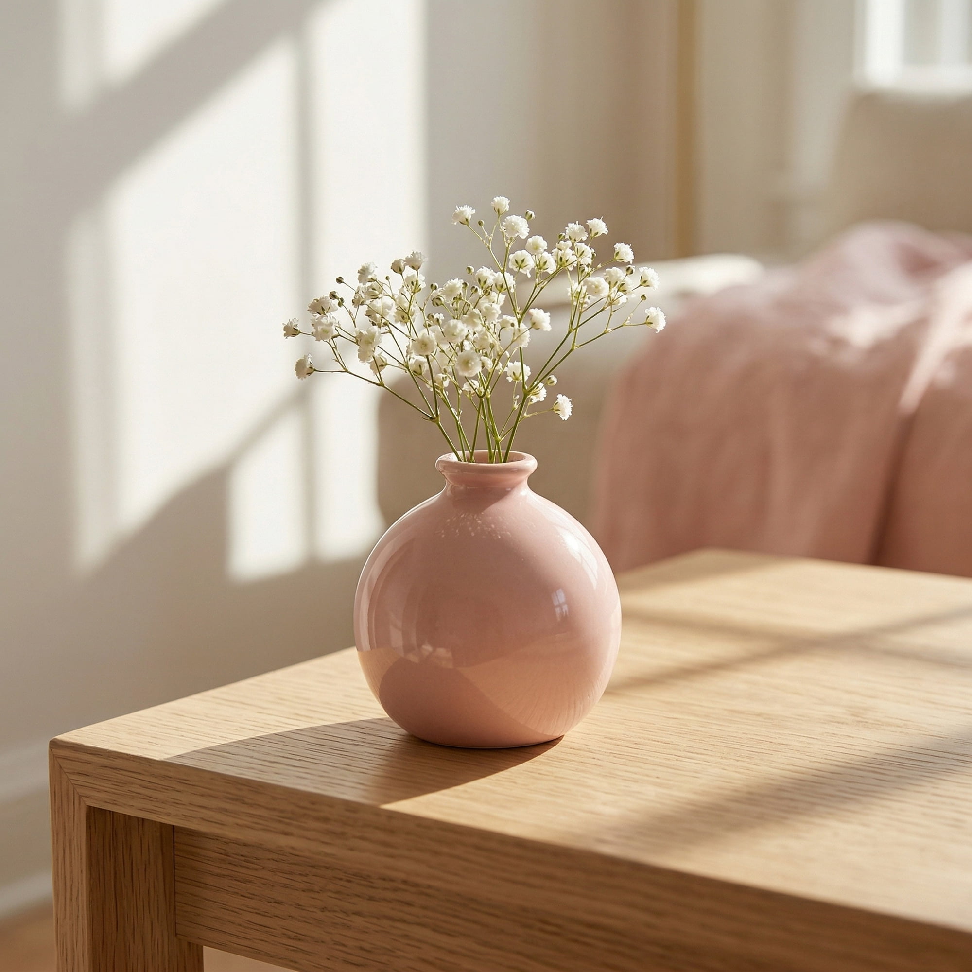 Unique Bargains Small Ceramic Bud Tiny Matte Decorative Vase Pink 2.6"L x 2.6"W x 2.8"H