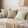 thumbnail image 4 of Throw Pillow Covers Soft Corduroy Decorative Set of 2 Boho Striped Pillow Covers Pillowcases Farmhouse Home Decor for Couch Bed Sofa Living Room 20x20 Inch Tan, 4 of 12
