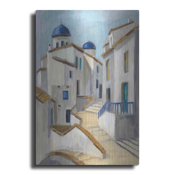 Luxe Metal Art 'Santorini View II' by Silvia Vassileva, Metal Wall Art, 24" x 36"