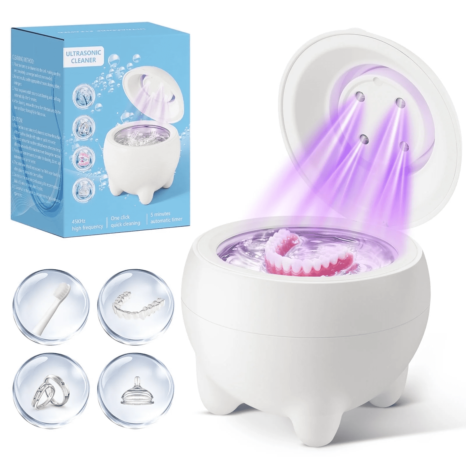 BDQ Ultrasonic Jewelry Cleaner Machine for Rings, Glasses, Watches and Retainers–Professional Sonic Cleaning Kit