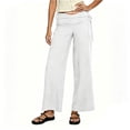 thumbnail image 5 of Htigea Lightweight Straight Leg Pants for Women Drawstring Tie Low Waist Casual Beach Daily Pant Summer Wear White S, 5 of 6