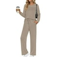 thumbnail image 2 of Fantaslook Two Piece Sets for Women Fall Travel Vacation Outfits Pleated Long Sleeve Lounge Sets Wide Leg Pants, 2 of 9