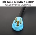 UL Listed 3 Prong 25 Feet Dryer/EV Extension Cord, 30 Amp NEMA 1030P/R