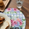 thumbnail image 3 of Spring Round 13 Inch Placemats Set of 6, Truck Botanical Rose Leaves Blue White Plaid HeatResistant Non Slip Place Mats for Dining Table, Wipeable Braided Kitchen Table Mats for Housewarming, 3 of 9