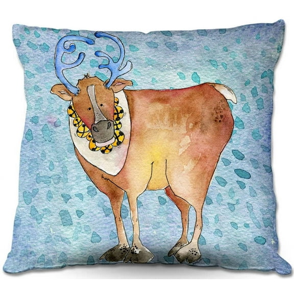 DiaNoche Designs Throw Pillows from Artist Marley Ungaro - Reindeer Blue