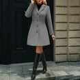 thumbnail image 6 of Hueook Pea Coats for Women Solid Casual Thicken Wool Stand Collar Inner Lining Pocket Breasted Pea Mao Coat Dark Gray XL, 6 of 9