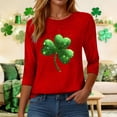 thumbnail image 6 of felwors St Patty's Day Shirt Women 2025 Casual Plus Size 3/4 Sleeve Irish Clover Shirts Funny Saint Patrick's Tunic Tops (Red, M), 6 of 7