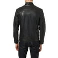 thumbnail image 2 of Noora Men&rsquo;s casual black leather jacket with zipper pockets BS1, 2 of 5