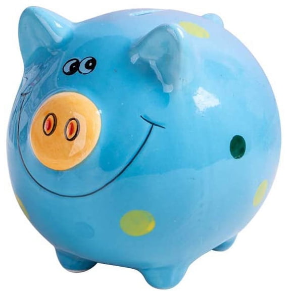 Ceramic Piggy Bank for Kids Coin Bank for Boys and Girls Unique Birthday Gift Nursery Decor Piggy Banks Blue (5x5x4inch)