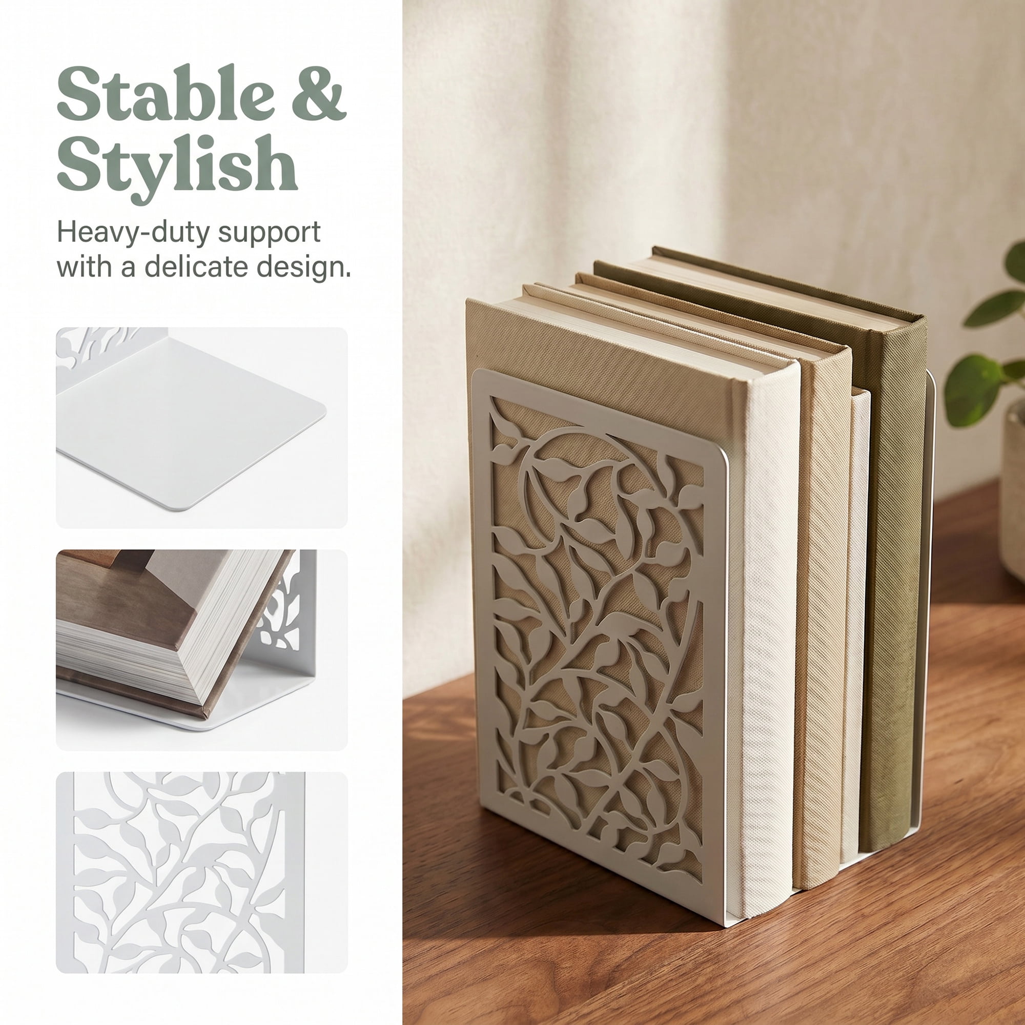 Unique Bargains Metal Tree Design Book Ends for Shelves White Tree StyleA 4.7"x3.7"x6.7"