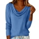 thumbnail image 3 of TaTaai Women's Casual Loose Linen Long Sleeve Crew Neck Tops Elegant Draped Pleated Collar Solid Color Lightweight Comfy Blouses for Daily Office Gift, 3 of 8