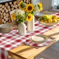 thumbnail image 4 of Red Checkered Round 13 Inch Placemats Set of 6, Red White Plaid Farmhouse HeatResistant Non Slip Place Mats for Dining Table, Wipeable Braided Kitchen Table Mats for Housewarming, 4 of 9