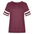 thumbnail image 3 of Plus Size Women's Summer T-Shirts V Neck Raglan Sleeve Color Block Casual Loose Fit Soft Polyester Cotton Blend Tops for Daily Wear Party Machine Washable, 3 of 6