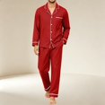 thumbnail image 5 of Delconic Mens Pajama Set Long Sleeve Button Front Sleepwear Set Relaxed Fit Lounge Set with Chest Pocket and Full Length Pants Vermilion L, 5 of 6