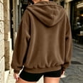 thumbnail image 5 of AKOEE Flannel Hoodies for Women with Kangaroo Pocket Baggy Sweater Tops Drawstring Fleece Hooded Sweatshirt (L, Brown), 5 of 8