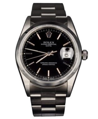 Pre-Owned Mens Rolex Stainless Steel Date Watch Black Dial 15200