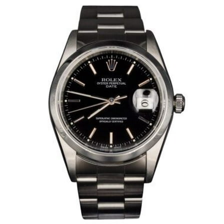 Pre-Owned Mens Rolex Stainless Steel Date Watch Black Dial 15200