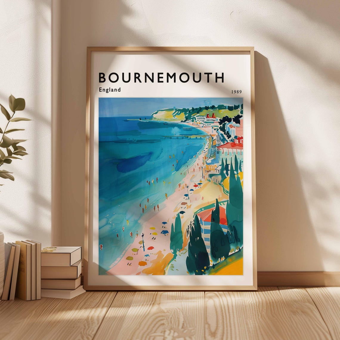 Bournemouth Travel Vintage England Coastal Art, Unframed Paper Print