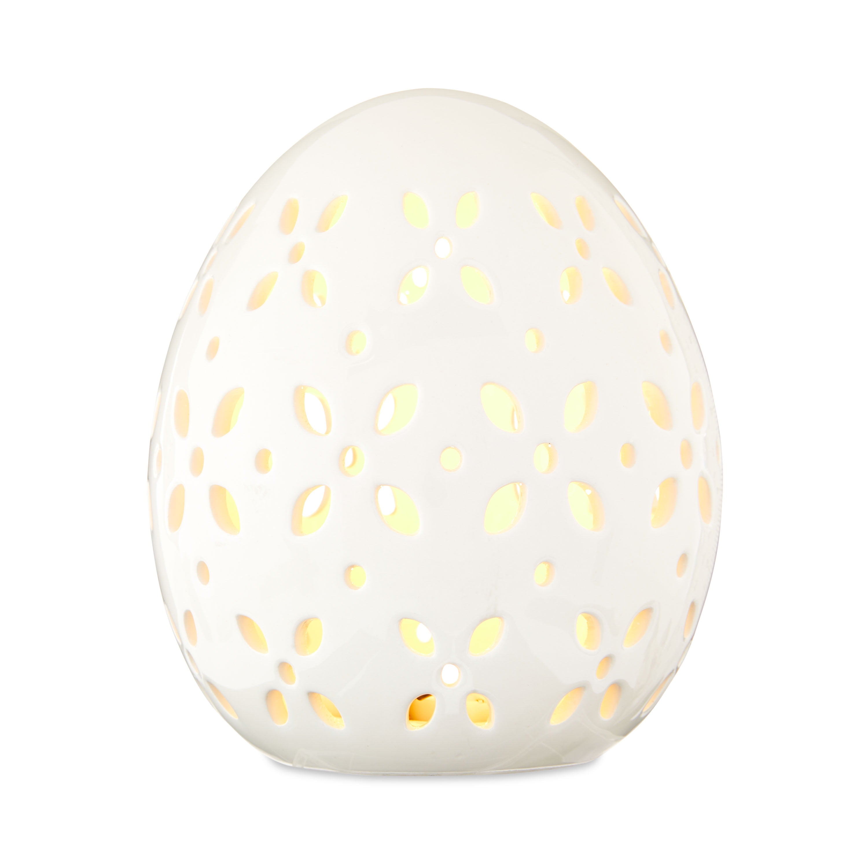 Way To Celebrate Easter Large Ceramic LED White Egg Decor