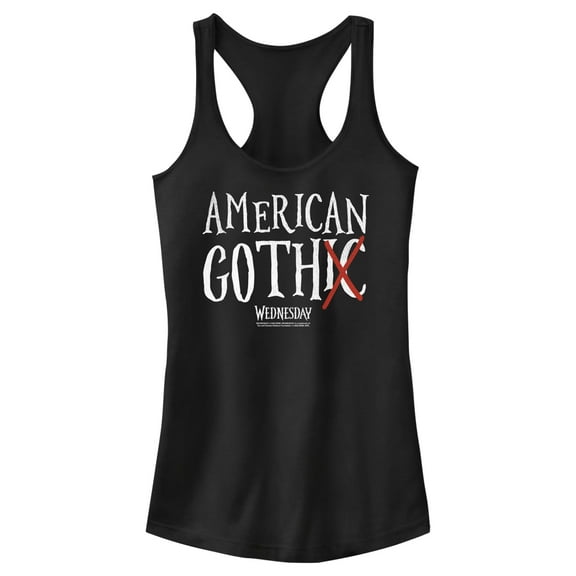 Junior's Wednesday American Goth  Racerback Tank Top Black X Large