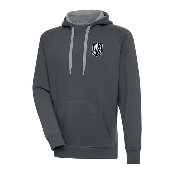 Men's Antigua Charcoal Vegas Golden Knights Metallic Logo Victory Pullover Hoodie