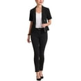 thumbnail image 2 of MODA NOVA Casual Shawl Collar Open Front Cardigan for Juniors Short Sleeve Work Office Suit Blazer Black XL, 2 of 6