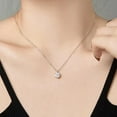thumbnail image 4 of aamnaz Elegant Silver Pendant Necklace with Clear Round-Cut Stone, 40cm to 44cm - Adjustable, Sterling Silver, Cubic Zircon, 4 of 7