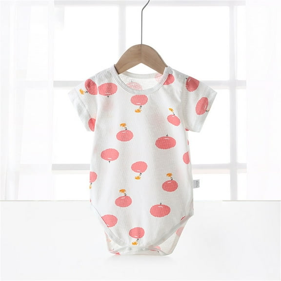 Delliss Short Sleeve Rompers Baby Red Apple Print One Piece Clothing Summer Unisex Bodysuit
