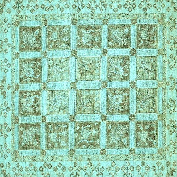 Ahgly Company Indoor Square Abstract Light Blue Modern Area Rugs, 7' Square