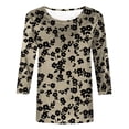 thumbnail image 2 of Camiseta de Cuello Redondo Impresa Casual para Mujeres con Mangas 3/4, Camiseta de Moda Casual de Longitud Media, 2 of 4