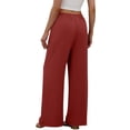 thumbnail image 5 of Women's Soft Fabric Stretchy Straight Leg Pants, Elastic Waist Pull On Trousers with Tummy Control, Casual Comfortable Wide Leg Pants for Office Daily Wear Walking | TruHer,Red M, 5 of 9