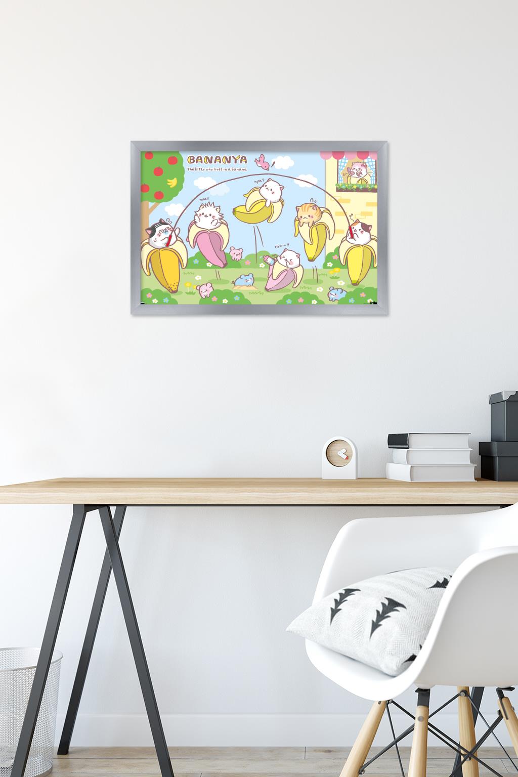 Bananya - Jump Rope Wall Poster, 14.725" x 22.375" Framed