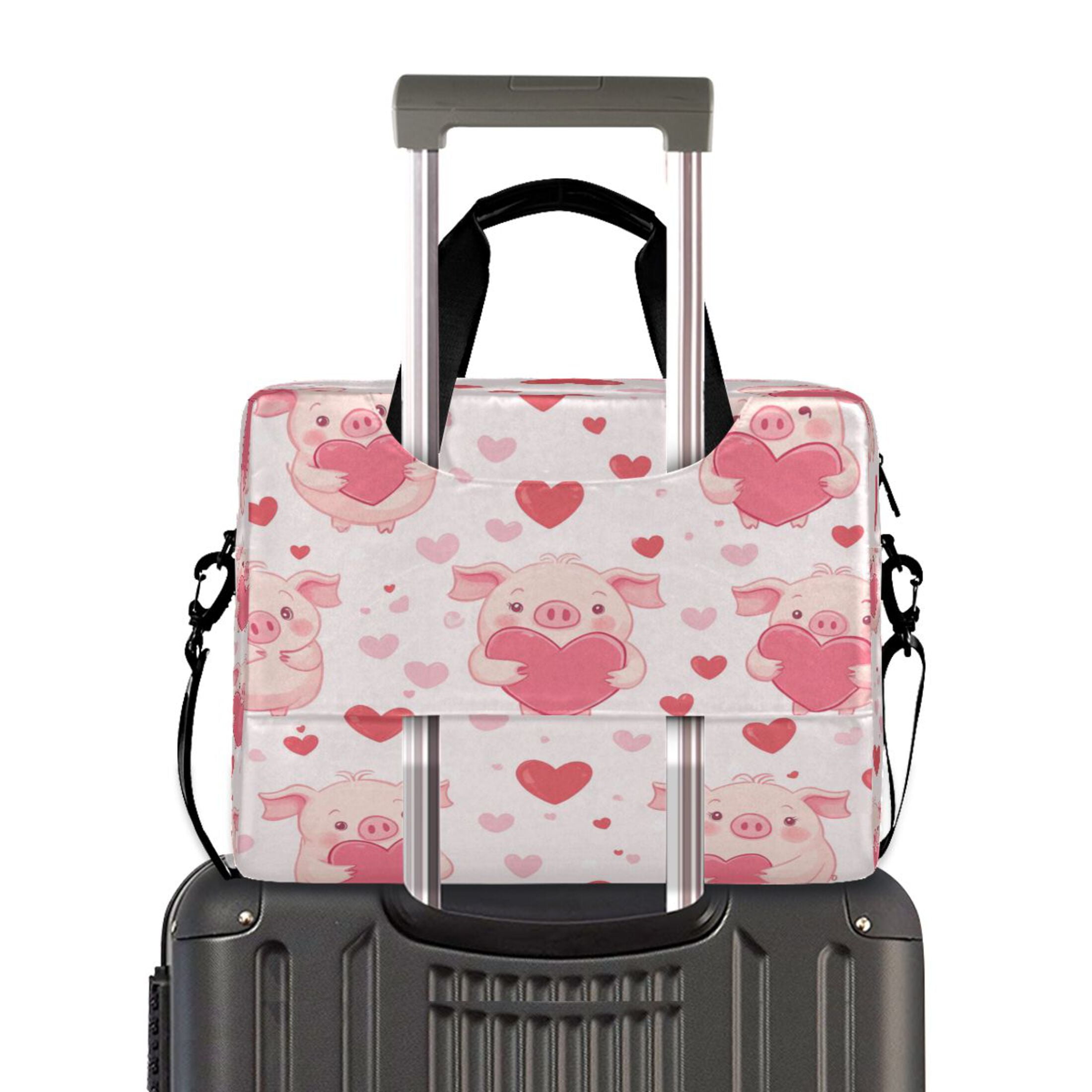 16" Laptop Tote Bag Laptop Sleeve Case Computer Briefcase for Work & Travel Pink Cute Pigs