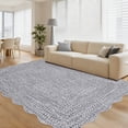 thumbnail image 4 of Garvee 6'x9' Scalloped Rug Farmhouse Braided Print Carpet, Washable Rug Soft Non Slip Low Pile Rug Indoor Neutral Carpet for Living Room Bedroom Dining Room, Gray, 4 of 9