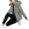 thumbnail image 7 of HAPIMO Women's Fall Winter Warm Coats Long Sleeve Zip Up Hooded Jacket Solid Zip Pocket Quilted Jacket Coat with Faux Fur Trim Hood Gray XXXL, 7 of 7