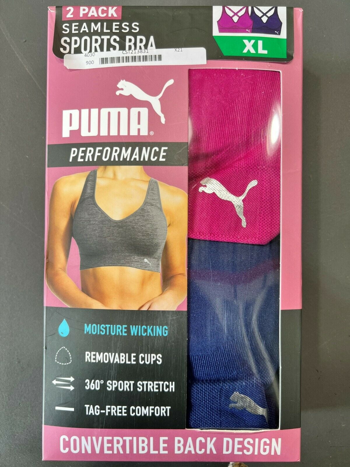 Puma, Intimates & Sleepwear, Womens Puma Large Strappy Sports Bra  Removable Cups Seamless Sport Stretch