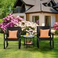 thumbnail image 3 of Topbuy 3-Piece Wicker Rocking Bistro Set Outdoor Conversation Set with Coffee Table, 3 of 7