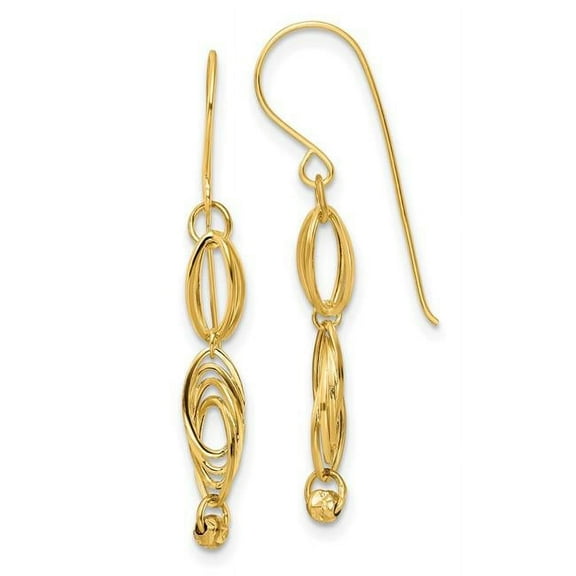 Finest Gold 14K Yellow Gold Oval Link Dangle Earrings