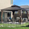 thumbnail image 1 of PURPLE LEAF Pavillon Extérieur à Toit Rigide 10 Pieds X 14 Pieds pour Patio, Grand Cadre en Aluminium, Double Toit en Métal avec Moustiquaire Robuste et Rideaux pour Pavillon à Toit Rigide Permanent, Kaki, 1 of 12