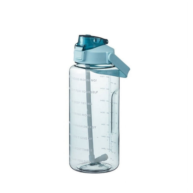 Botella de agua deportiva de 2,2 l con marcador de tiempo motivacional, a prueba de fugas, sin BPA, a prueba de fugas, apta para deportes, senderismo, escuela, oficina, al aire libre