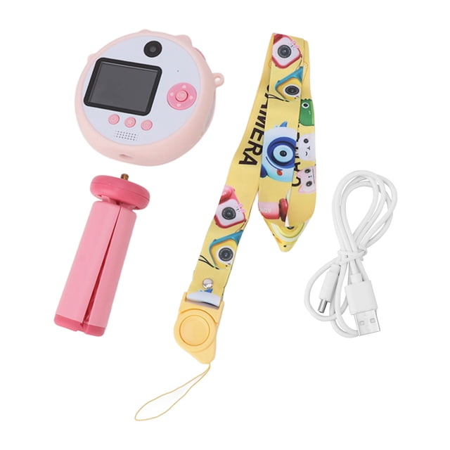 Cámara selfie para niños Lollipop con soporte, 48 MP, 2 pulgadas, HD, cámara de video digital para niños, juguete musical para niños de 3 a 12 años, color rosa