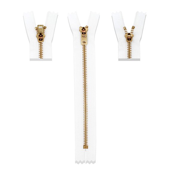 4" - 11" Jean Zippers ~ YKK #5 Jeans ~ Brass by Each (Select Length/Color) (Length 7 inches, White)