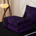 thumbnail image 5 of Erosebridal Boho Gothic Skull Zipper Twin Comforter Sets with Fitted Sheet and 2 Pillowcases for Women Girls, Vintage Purple Damask Floral Zipper Bedding Set, Black Reversible, 4 Pieces, 5 of 7