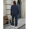thumbnail image 4 of FIOPHY Women's Cozy 2 Piece Outfits Lounge Sets Long Sleeve Half Zip Sweatshirt Tops Jogger Sweatpants Sweats Track Suits Set,Navy Blue,XL, 4 of 5