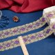 thumbnail image 4 of Cinta de encaje morado de 10 yardas con borde de encaje bordado y lentejuelas doradas de 63 mm de ancho., 4 of 9