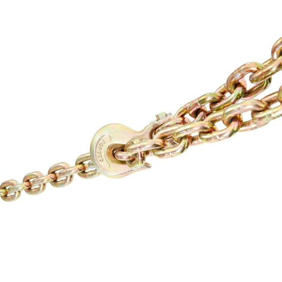 3/8" x 20' G80 Transport Chain - 7100 lbs Working Load Limit, DOT Certified w/Galvanized Grab Hooks for Towing, Construction & Dock Use