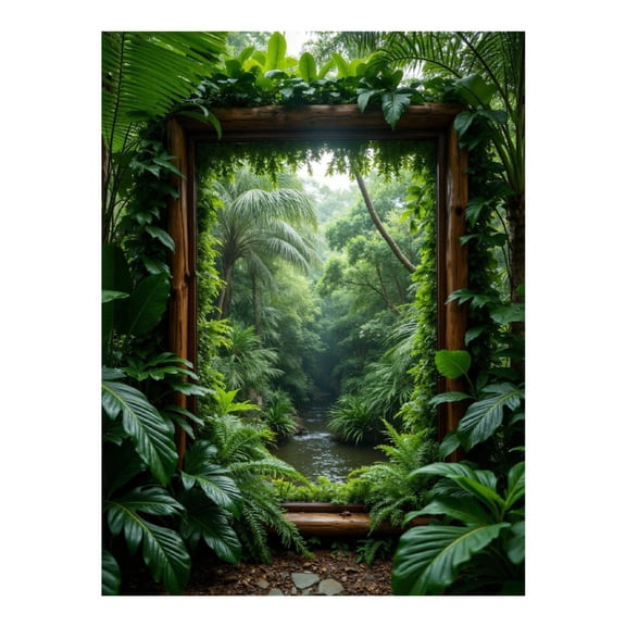 Diamond Art Kit for Adults, Jungle Window Lush Greenery Riverpath Diamond Painting for Adults Beginners, 5D DIY Diamond Art Painting Kits, Colorful Diamond Painting Craft for Home Decor 12x16