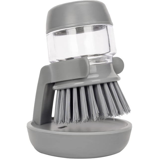 Cepillo para fregar con dispensador de jabón y bandeja de goteo, cepillo para lavar platos, ollas, sartenes y fregaderos, juego de soporte de almacenamiento para fregador de cocina