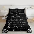 thumbnail image 2 of Feelyou Inspirational Words Queen Comforter Set, Black White Melody Music Bedding Sets, Damask Flower Reversible Bedding Comforter Set, Lightweight Room Decor, 3 Pieces, 2 of 8
