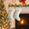 thumbnail image 5 of 2 Pack Large Velvet Christmas Stockings, 18 Inch Neutral Xmas Stockings with Ruffled Design & Hanging Loops for Fireplace Mantle, Vintage Holiday Party Decor, 5 of 6